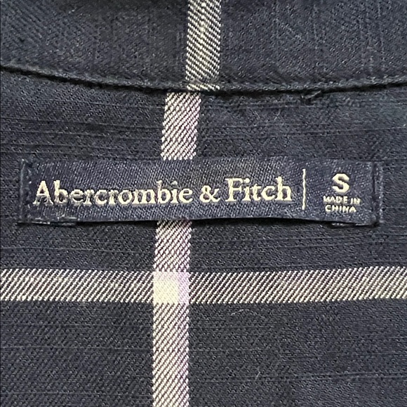 👥🏃‍♀️🈳Navy Windowpane Button-Up Shirt Dress with Tie Waist - Picture 9 of 10